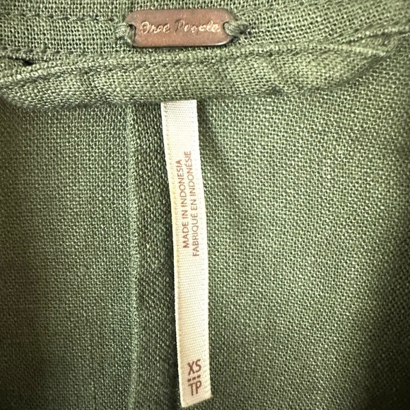 Free People Linen Military Cinched Waist Blazer Army Green Grunge Subversive XS - Picture 13 of 17